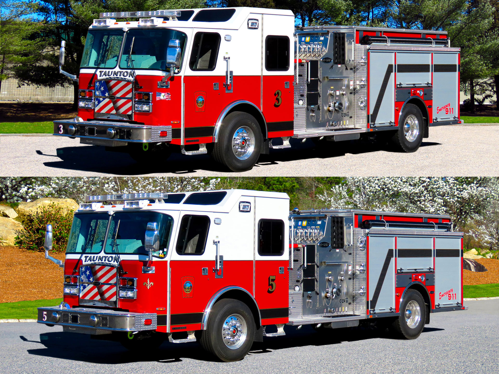 Taunton, MA - (2) E-One Stainless Steel Custom Pumpers