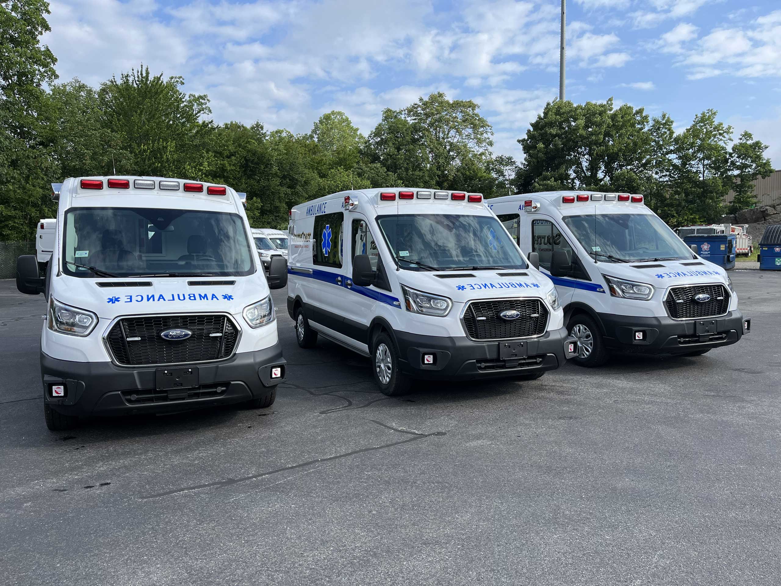 Southcoast EMS, MA - (3) Wheeled Coach / Ford Transit Mid-Roof Type II Ambulances